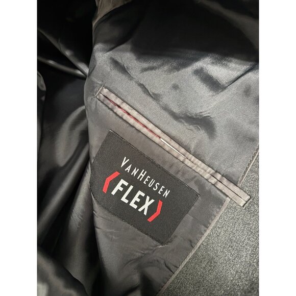 Van Heusen Mens Blazer Jacket Size 46R Gray 2 Button Flex Stretch Sport Coat - Picture 4 of 6